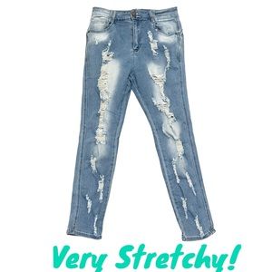 $128 Extra stretchy Jeans Distressed Style